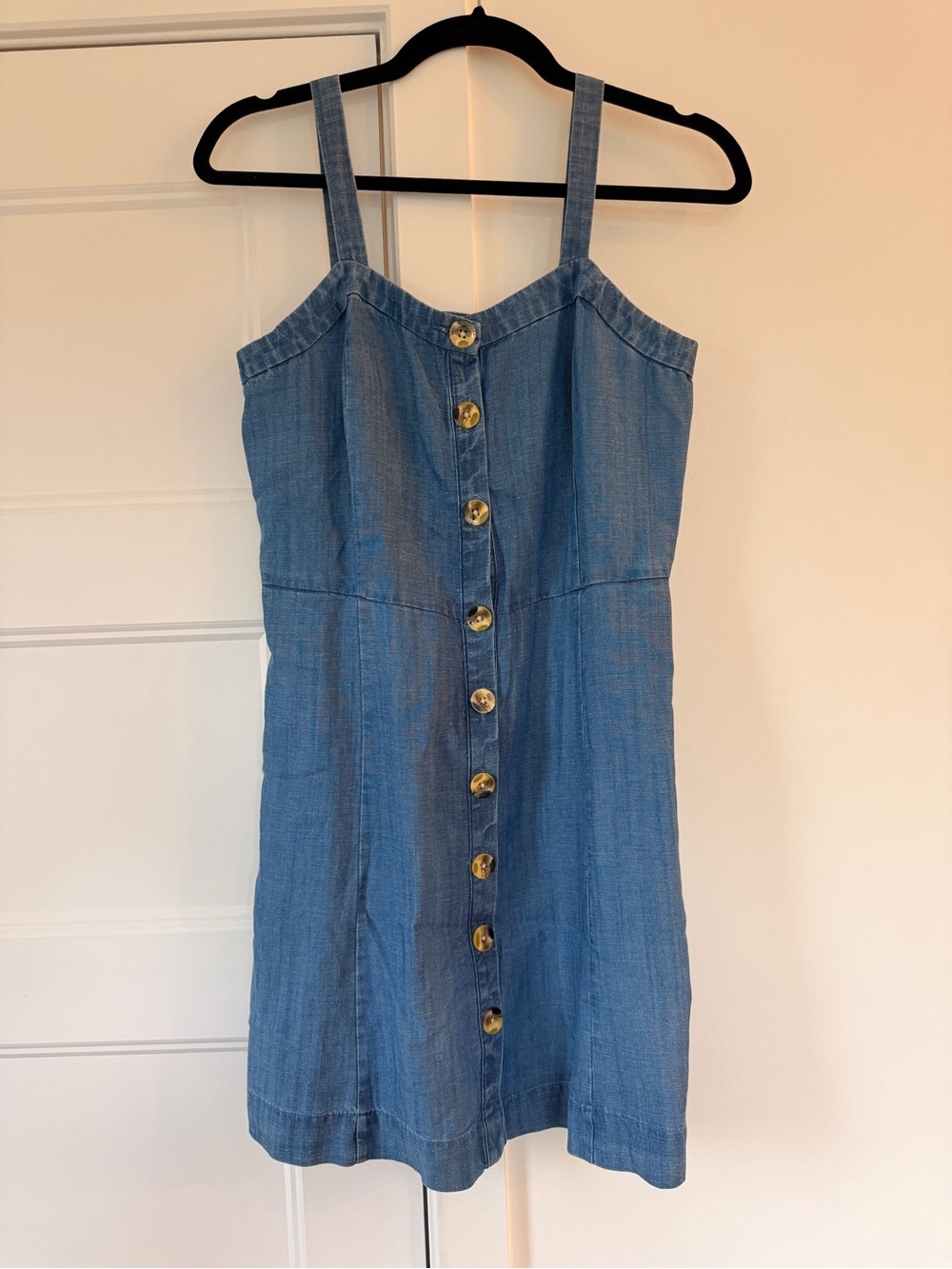 LOFT Button-Front Denim Sundress